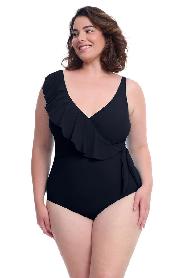 Gottex Profile By Gottex Tutti Frutti Plus Size Asymmetrical Ruffle Surplice One Piece